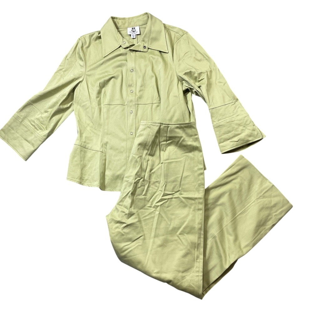 Renfrew 10 Vintage Women's Pant Suit Green Flare Leg Button Top USA